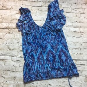 🌈 INC Tribal Print Flutter Sleeve Shirt